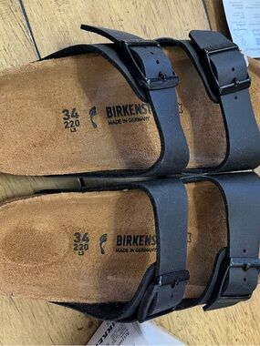 Birkenstock Black Suede Two-Strap Sandals